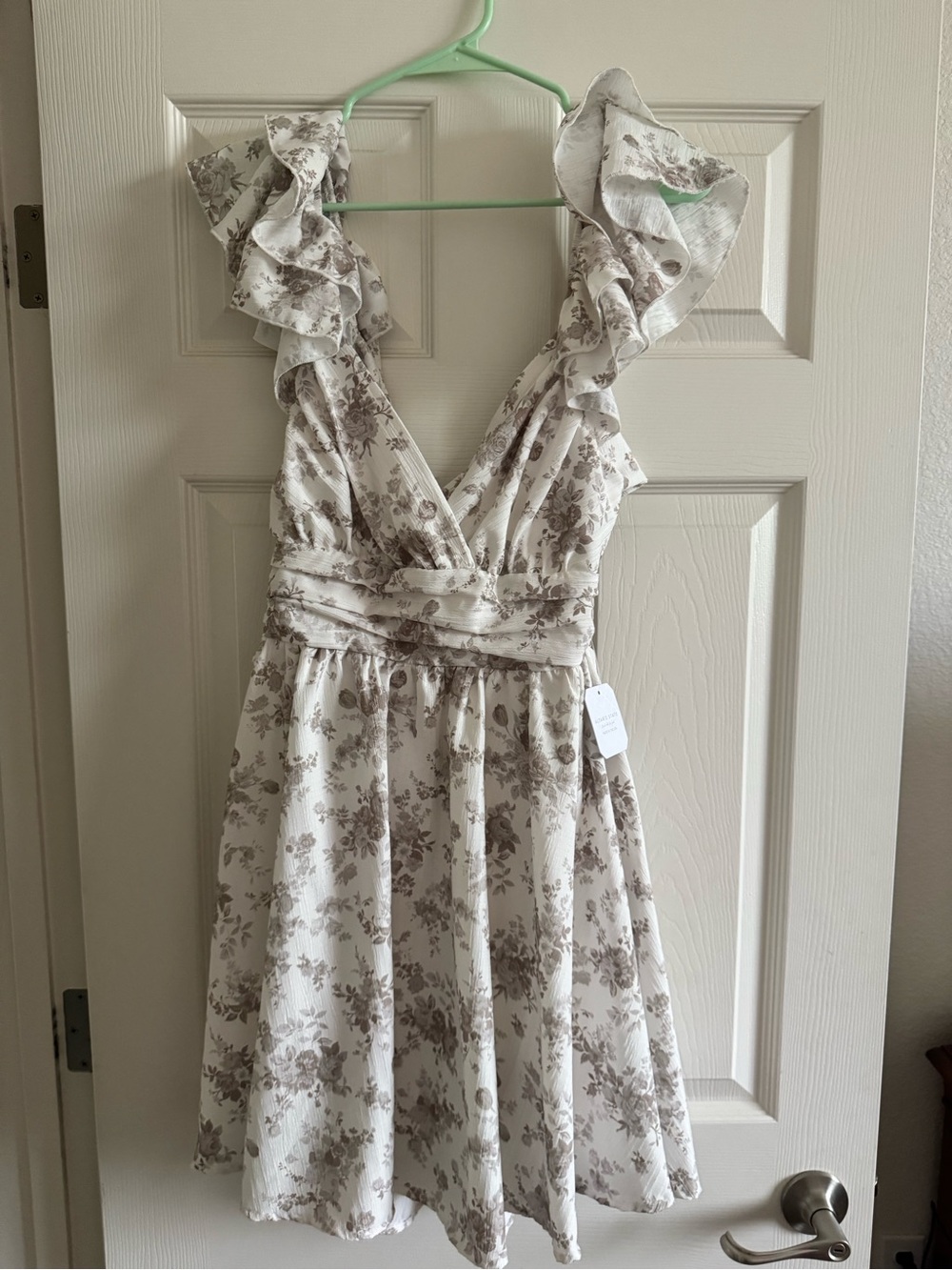 Altar'd State Cream Mini Dress with Taupe Floral Print